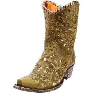Old Gringo Tino Tino Green Gold Inlay Ankle Cowboy Western Leather Boot Size 8